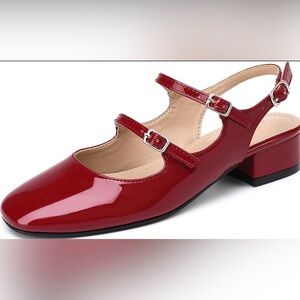 NEWBELLA Women's Mary Jane Pumps, Retro Chunky Low Block Heel